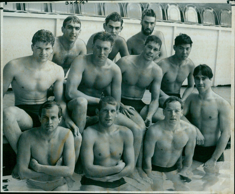 Members of the Oxford University Swimming Club pose for a photo ahead of their competition against Cambridge on Saturday. - Vintage Photograph