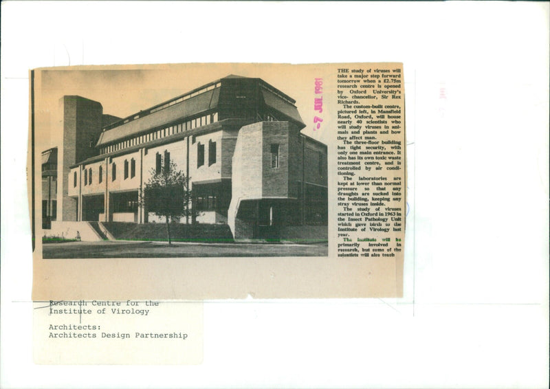 The Institute of Virology at Oxford University opens a £2.75m research centre. - Vintage Photograph