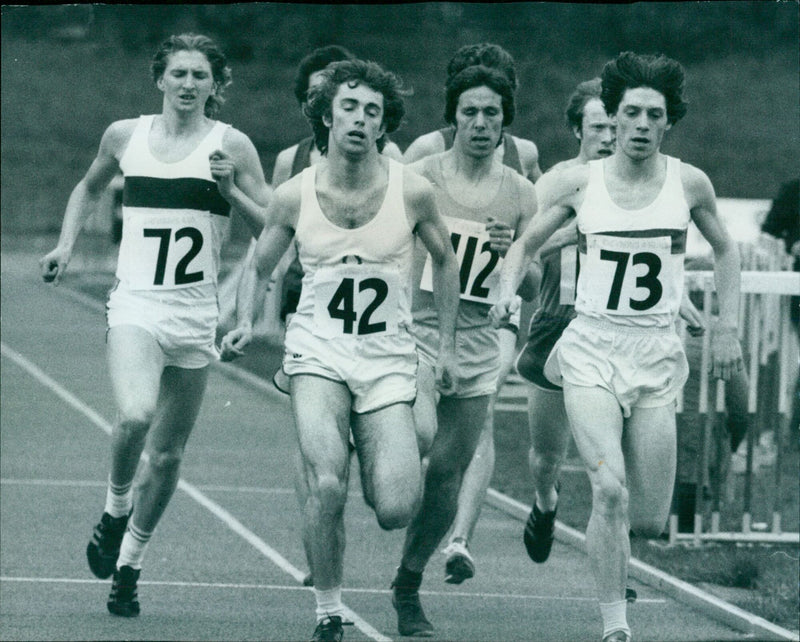 Sir Roger Bannister introduces the star-studded field at the opening of the Chevron 440 all-weather track at Iffley Road, Oxford. - Vintage Photograph