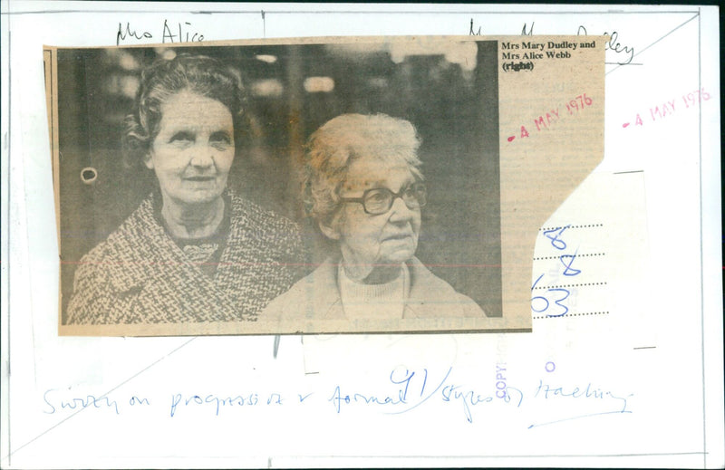 Mrs Mary Dudley and Mrs Alice Webb pack items at a local store. - Vintage Photograph