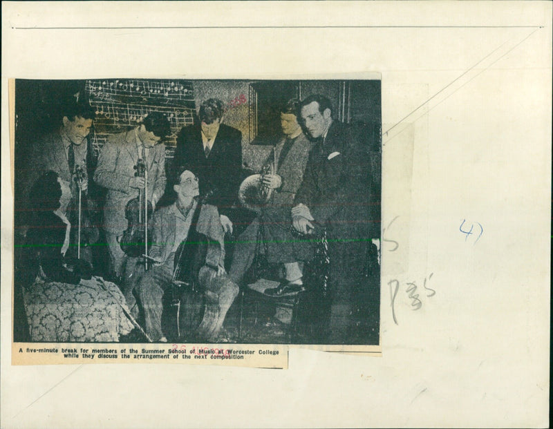 Musicians take a break during summer school of music. - Vintage Photograph