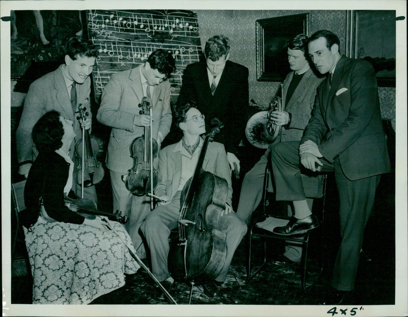 Musicians take a break during summer school of music. - Vintage Photograph