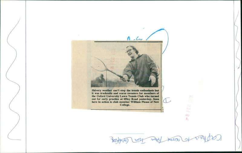 Tennis enthusiasts practice at Iffley Road despite cold weather. - Vintage Photograph