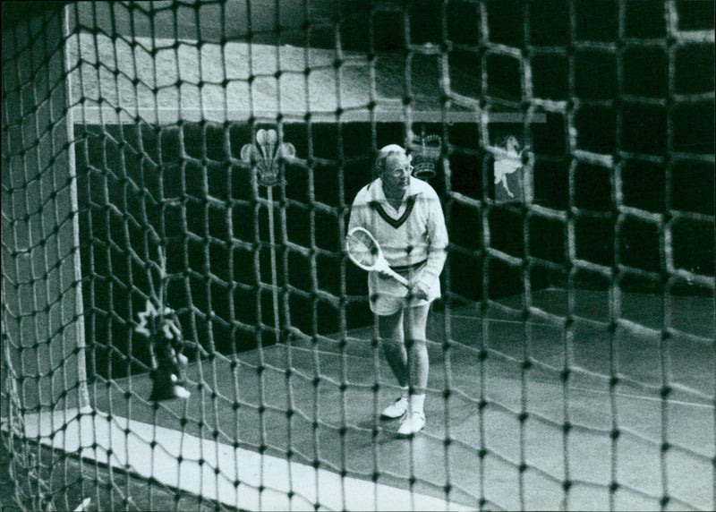 Jeremy Potter of Moton College prepares to compete in a real tennis match. - Vintage Photograph