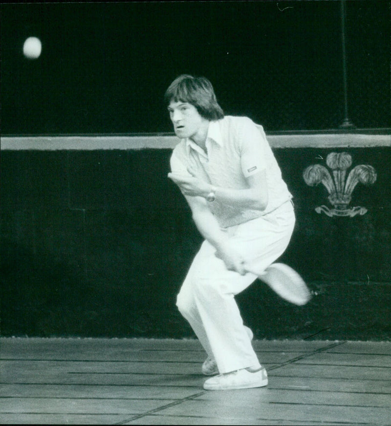 Tennis player Mike Flaregon executing a powerful forehand stroke. - Vintage Photograph