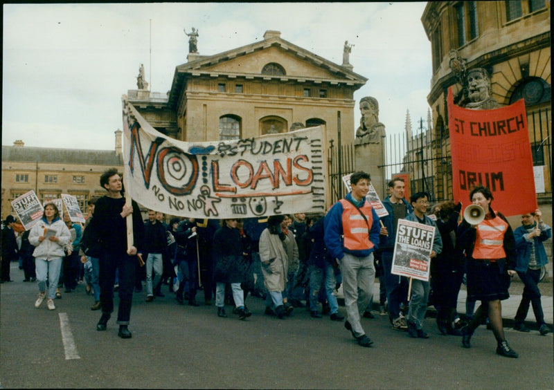 Hundreds of protesters gather in Oxford to demonstrate against student loan debt. - Vintage Photograph