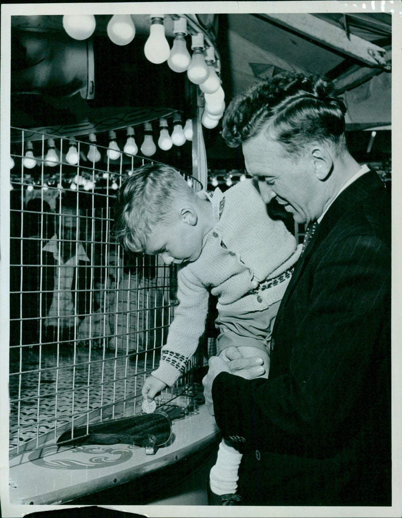 Two-month-old Geoffrey May poses at a fair in Littlemore, Oxfordshire. - Vintage Photograph