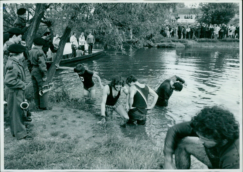 A group of students participating in a Rewind event in Oxford, UK. - Vintage Photograph