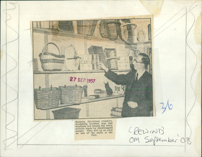 Handicapped people showcase their products at a fair. - Vintage Photograph