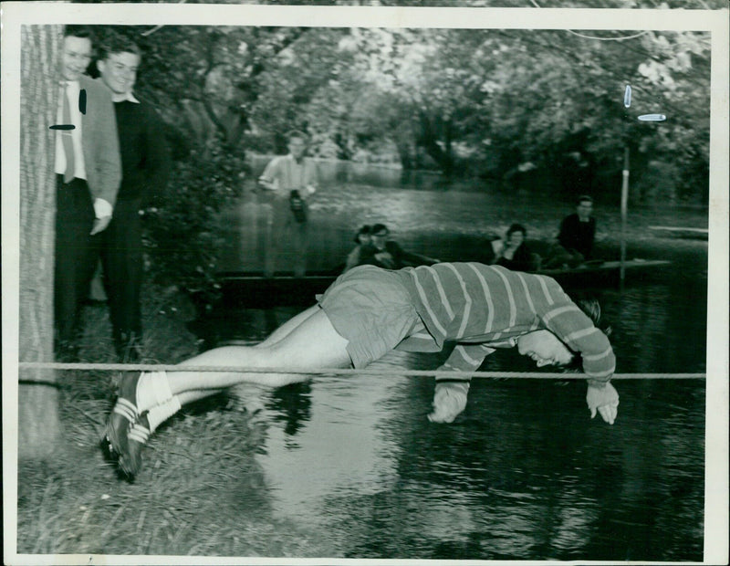 Students from Oxford University take part in a tug-of-war competition. - Vintage Photograph