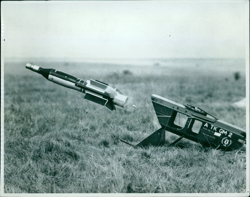 A Vickers Vigilant one-man anti-tank missile is launched. - Vintage Photograph