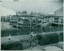 Mr. Jones welding in protective gear in a shipyard. - Vintage Photograph