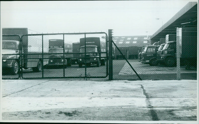 Lorries parked in the closed B.R.S. depot in Ferry Hinksey Road, Oxford. - Vintage Photograph