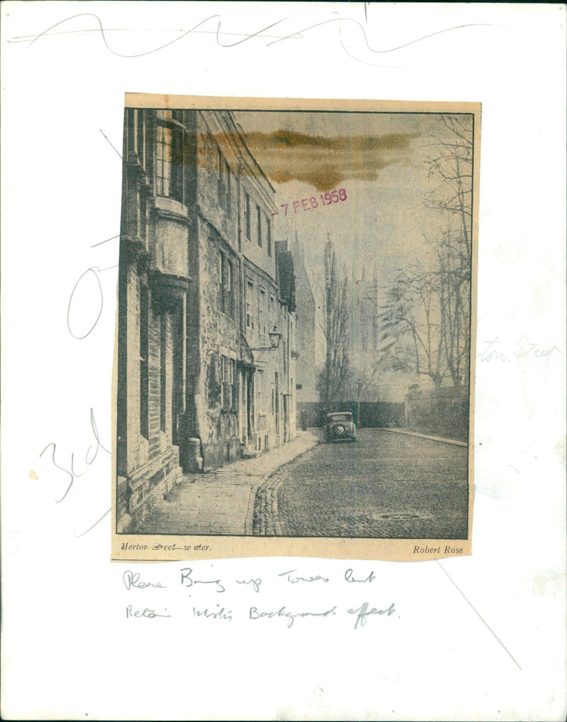 People looking up at the Plane Tree Birg Tower in Retorin, Germany. - Vintage Photograph