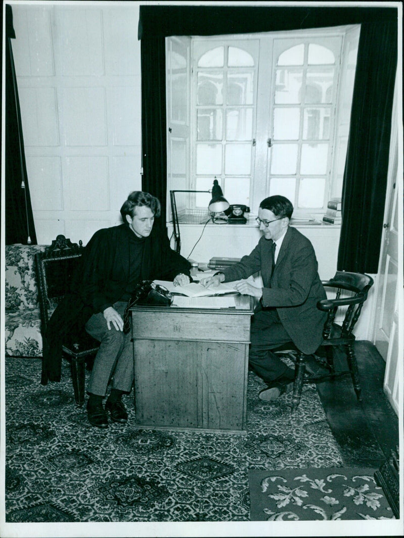 Students at Oxford University enjoy a sunny day. - Vintage Photograph