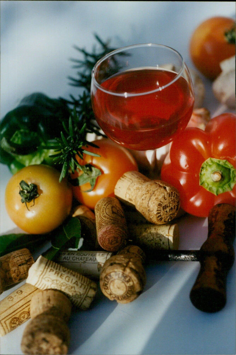 A bottle of Chateau Pregiati Gopra is displayed for sale. - Vintage Photograph