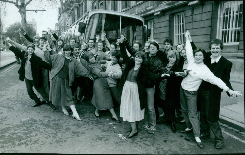 Members of the Oxford University Dance Team preparing to depart for London. - Vintage Photograph