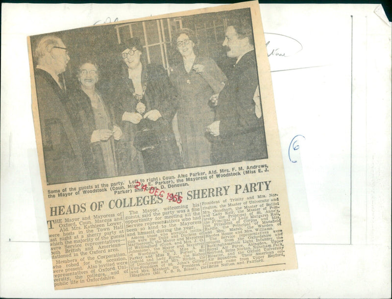 Guests at a sherry party hosted by the Mayor and Mayoress of Woodstock at the Town Hall. - Vintage Photograph