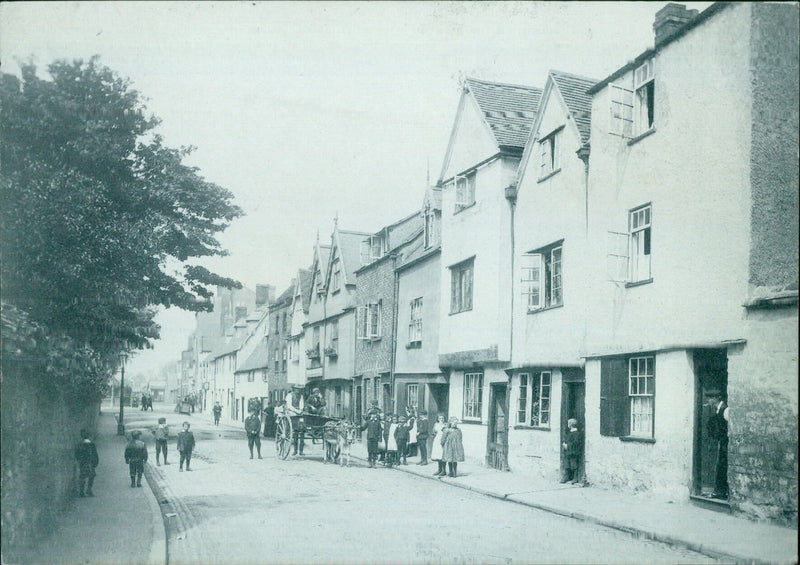 View of historic Hollybush Row in Oxford, England. - Vintage Photograph