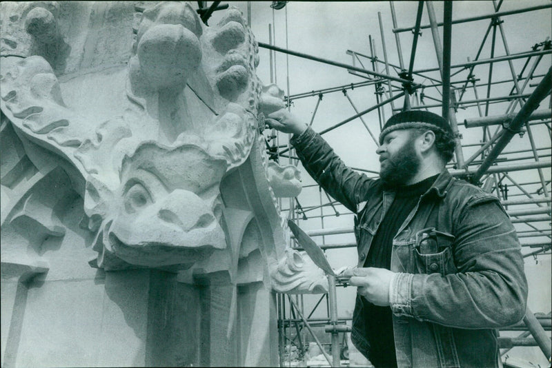 People gather in the streets of London to protest the Falkland Islands War. - Vintage Photograph
