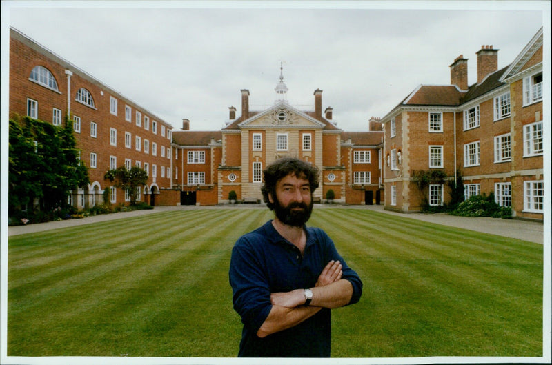 Bon Pritchard, Head Gardener at Lady Margaret Hall Gardens, tends to the Inner Quad. - Vintage Photograph