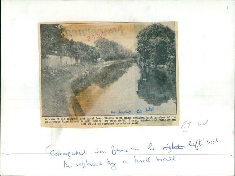 View of towpath and canal from Walton Well Road. - Vintage Photograph