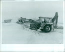 A JCB vehicle is approaching a single-track road in Tangley Hall, Wiltshire. - Vintage Photograph