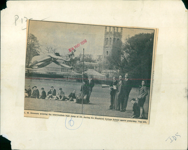 L.M. Simmons wins the intermediate high jump at 5ft. - Vintage Photograph