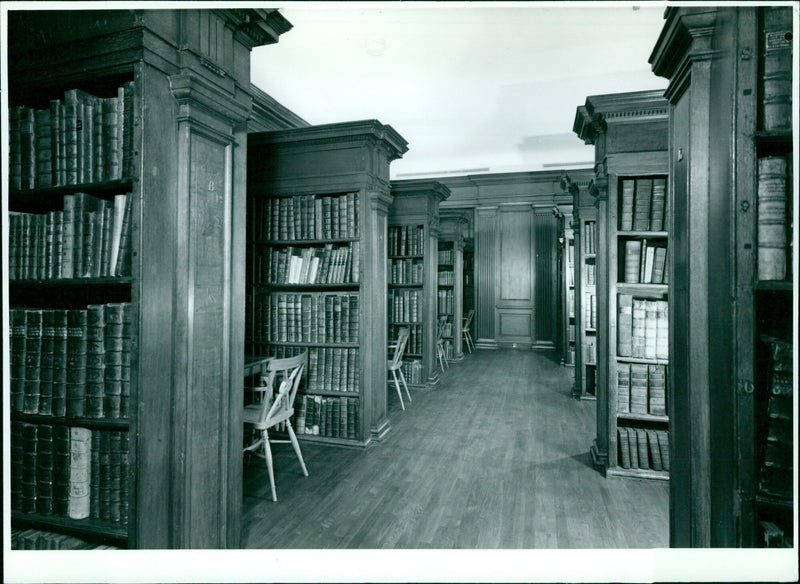 Students studying in the library of Lincoln College. - Vintage Photograph