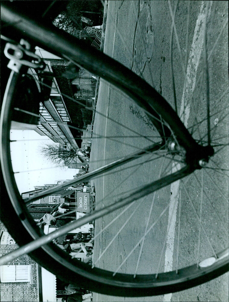 Traffic around Little Clarendon Street in Oxford is blocked off due to the City Council's plans to install a contra flow cycle lane. - Vintage Photograph