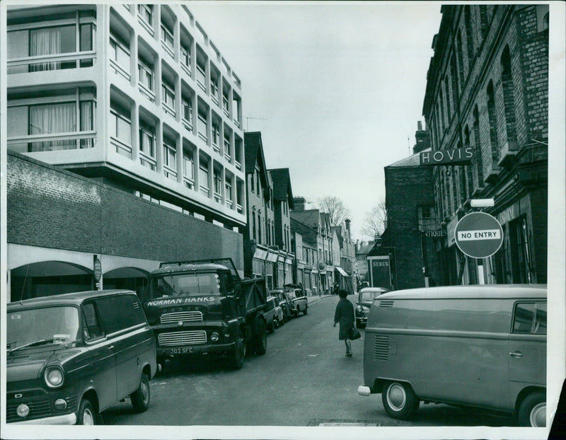 A street in Oxford, England closed to traffic. - Vintage Photograph