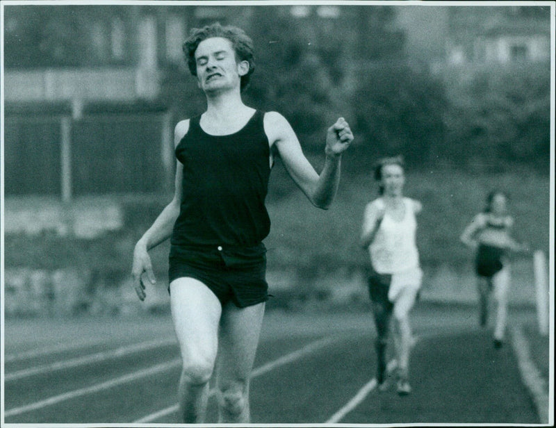 Adam Chedburn wins the 800 metre race at the Oxford University Athletics Trials. - Vintage Photograph