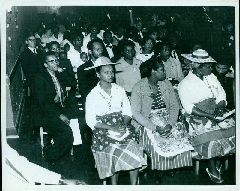 People celebrating Jamaica's independence at St. James Hall in Cowney. - Vintage Photograph