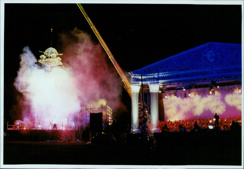 Fireworks light up the sky over South Parks in Oxford on July 2, 2000. - Vintage Photograph