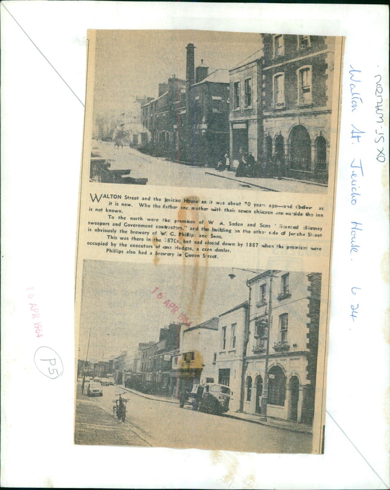 An unknown family stands outside Jericho House on Walton Street in Oxford, England, in 1954. - Vintage Photograph