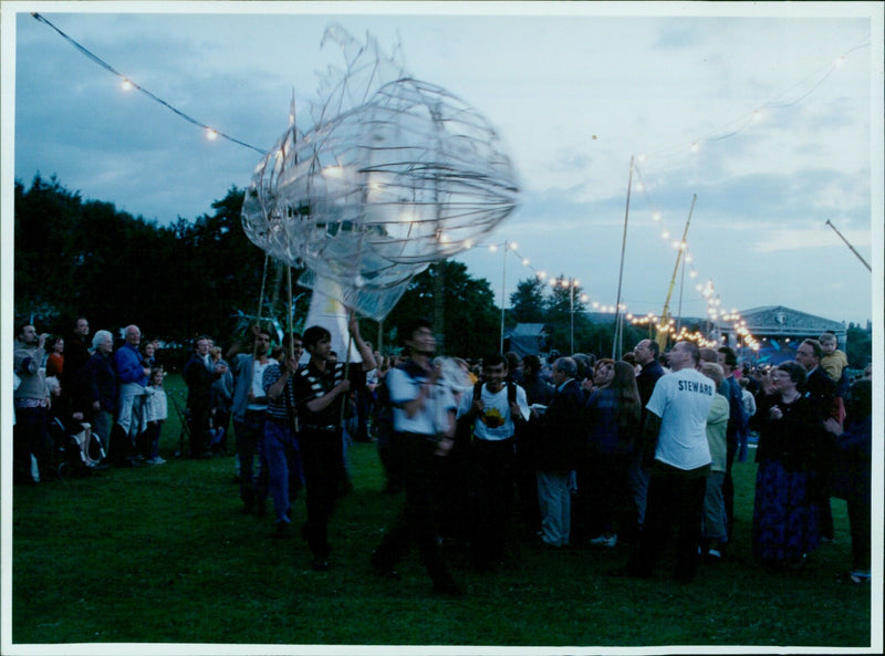 Fireworks illuminate the night sky in South Parks, Oxford. - Vintage Photograph