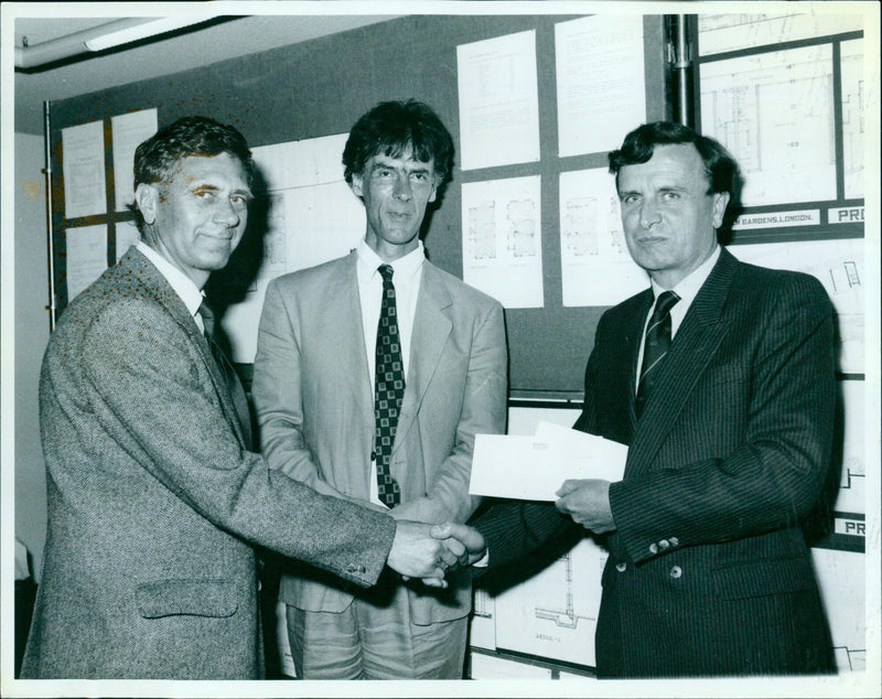 Trevor Shearing, Christopher Cross, and Robert Jones at Oxford Polytechnic. - Vintage Photograph