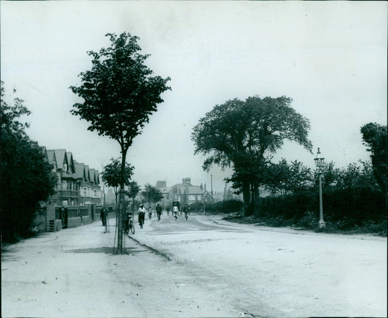 Remains of grass verge on Woodstock Road, Wood Gate, looking north from near Staverton Road. - Vintage Photograph