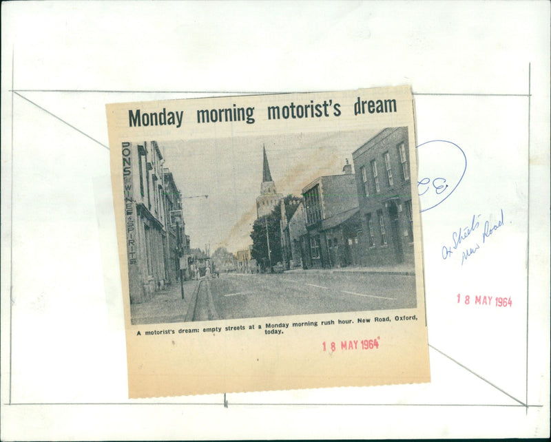 Oxford streets are empty during Monday morning rush hour. - Vintage Photograph