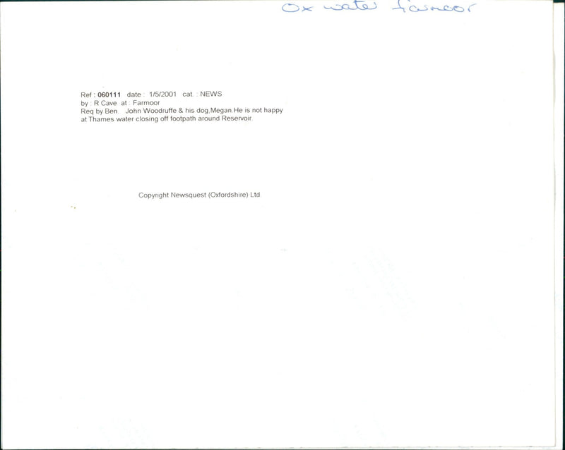 John Woodruffe and his dog Megan show their displeasure with a closure of a footpath due to a national outbreak of Mouth Disease. - Vintage Photograph