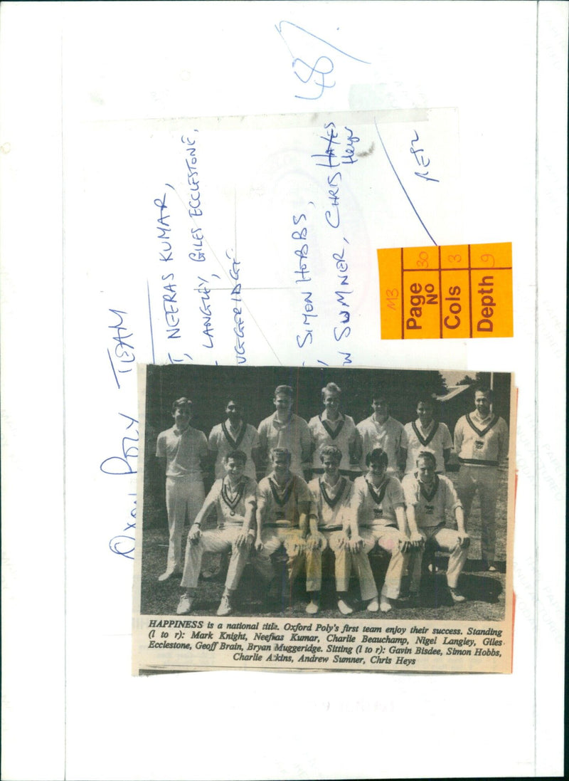 Oxford Poly's first team celebrate their national title. - Vintage Photograph