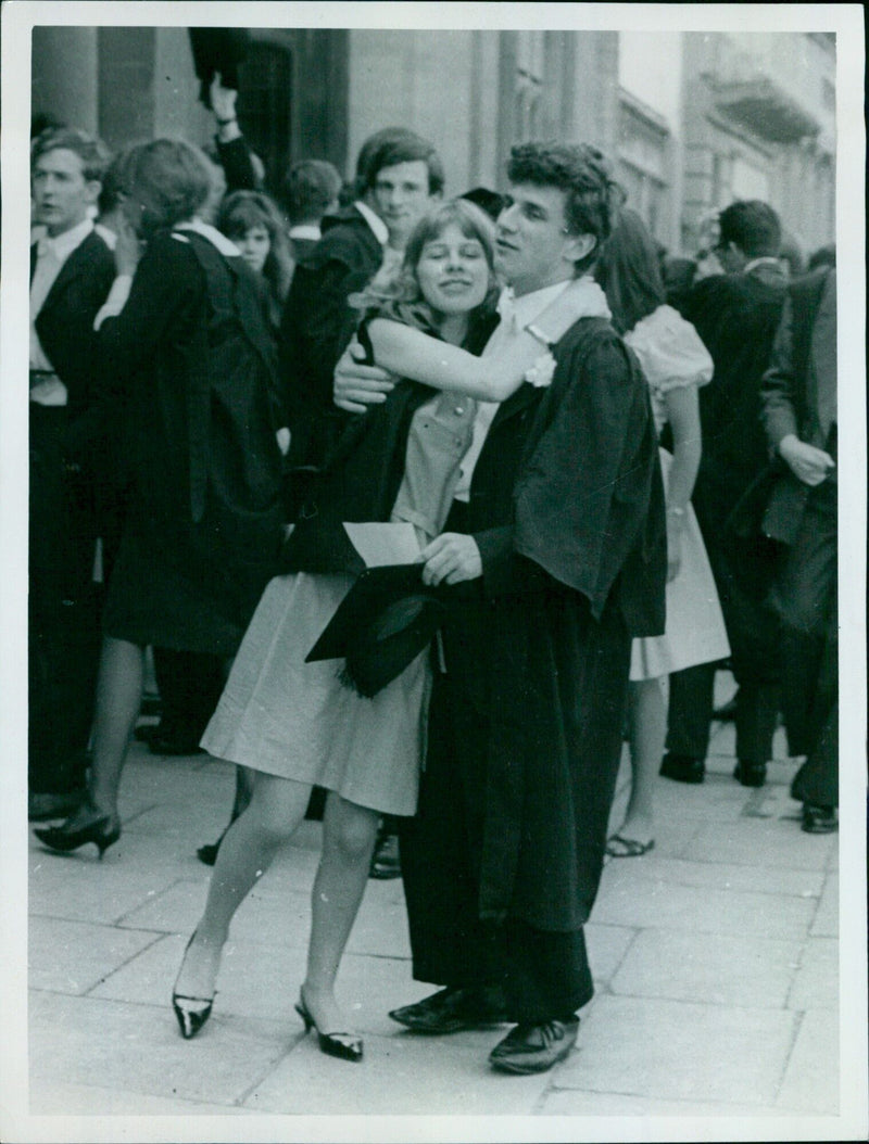 People gathered for a protest in Exeter, England. - Vintage Photograph