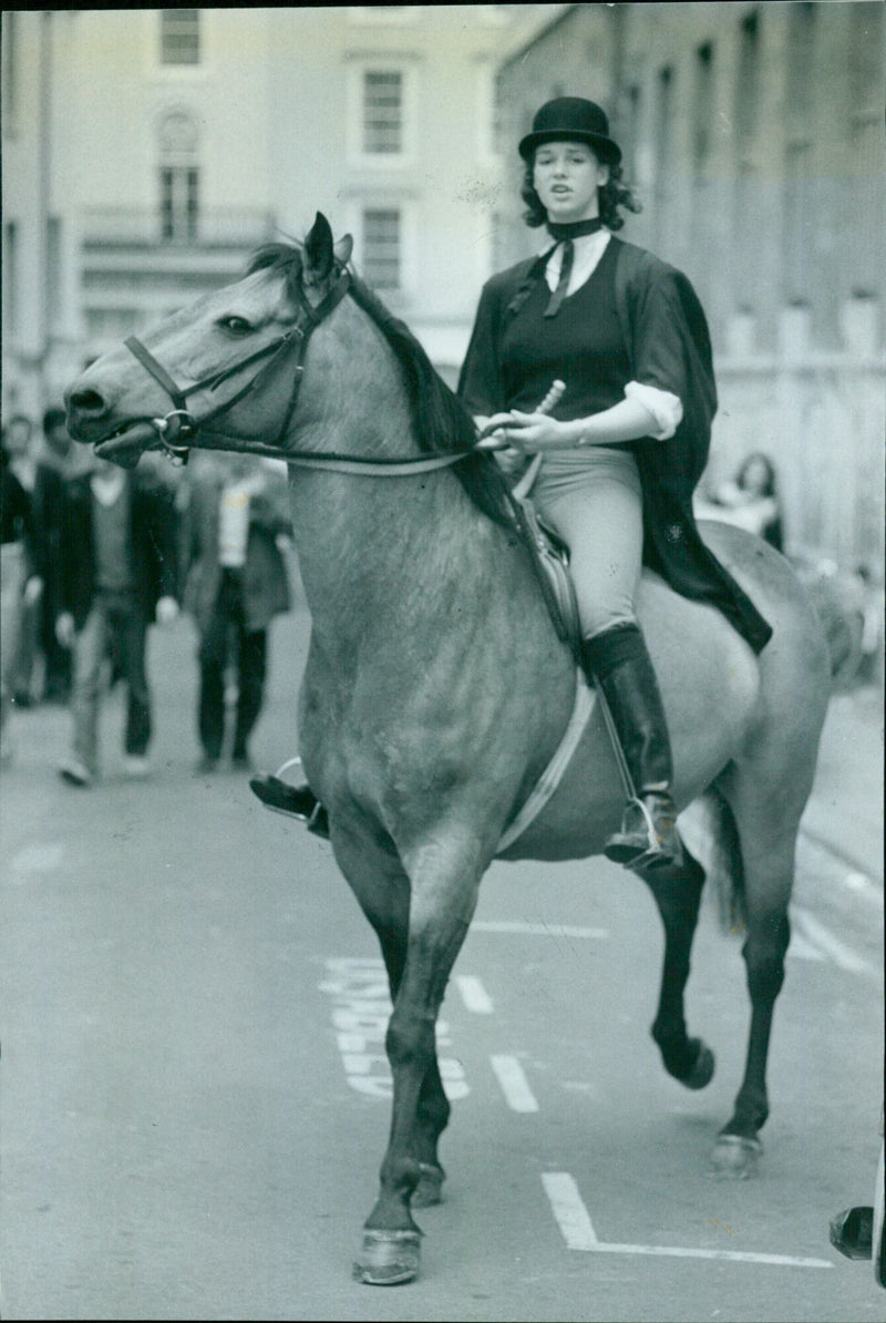 Students celebrate the end of exams with a lively reception on High Street in Oxford. - Vintage Photograph