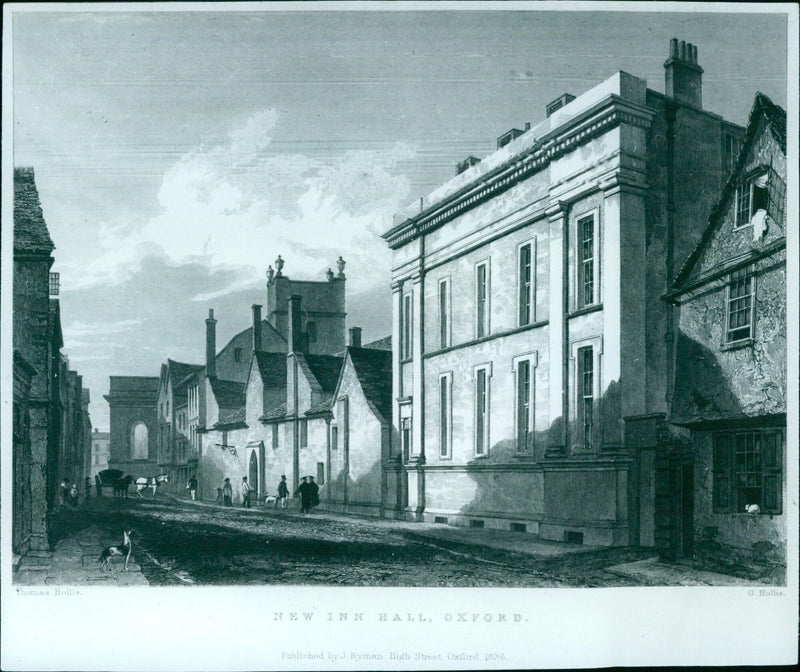 A view of New Inn Hall Street in Oxford, UK, in 1836. - Vintage Photograph