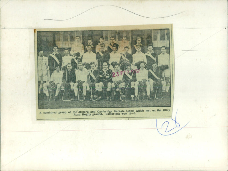 The Oxford and Cambridge lacrosse teams compete in CULC 3x3 at the Iffiey Road Rugby Ground. - Vintage Photograph