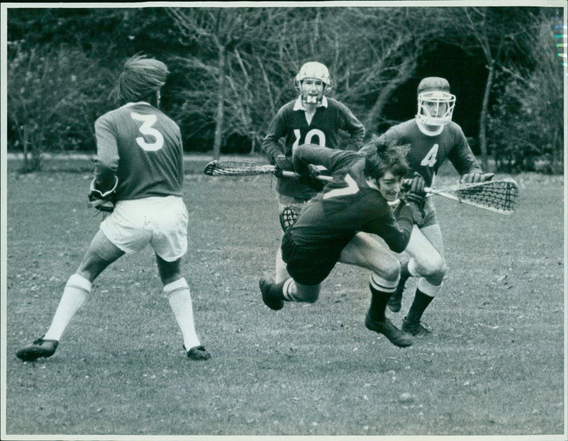 Oxford University defeats London University in lacrosse match. - Vintage Photograph