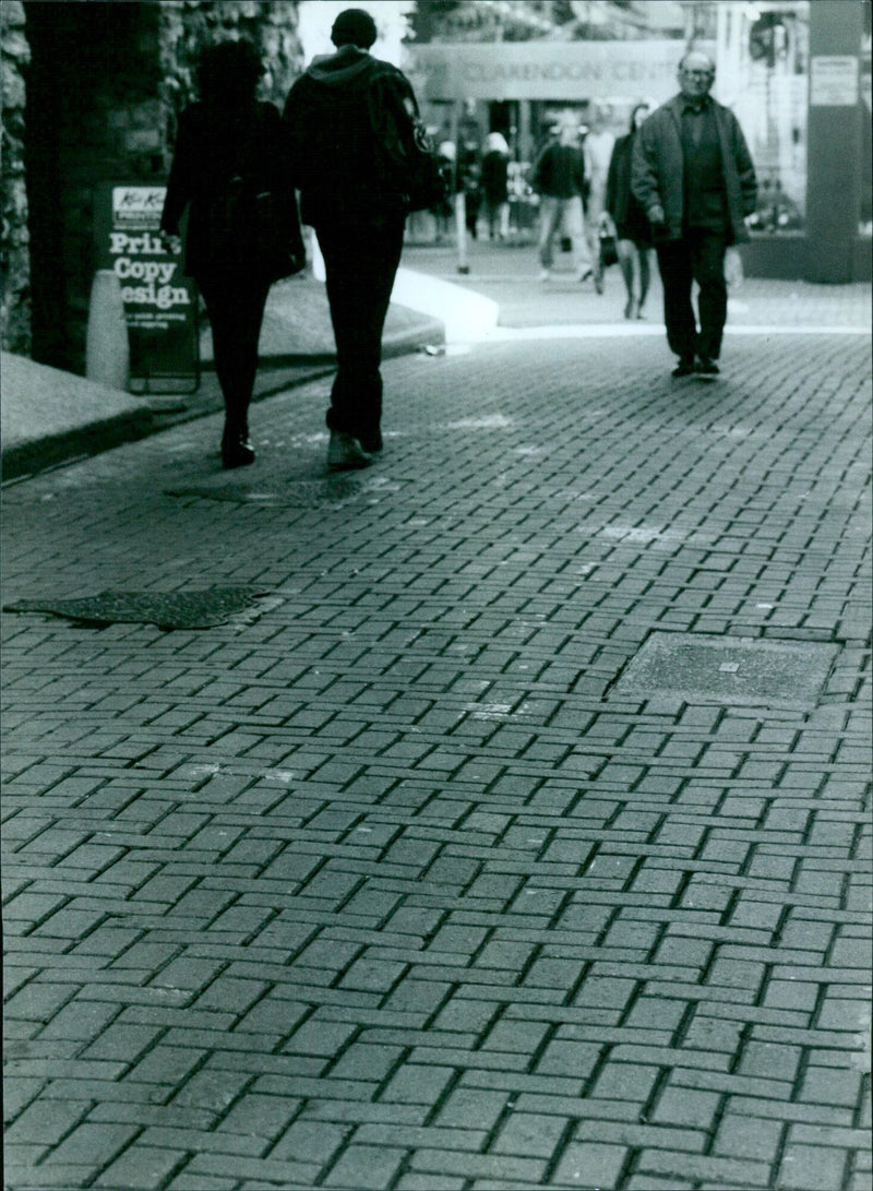 An old cobblestone street in Shoe Lane, Oxford. - Vintage Photograph