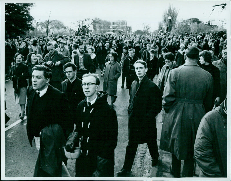 Students from Oxford University protest in May 1964. - Vintage Photograph