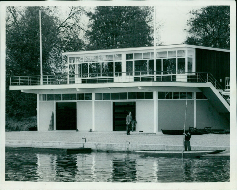 The newly completed Exeter Combined Boathouse on the northern bank of the River Exe. - Vintage Photograph