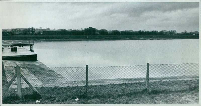 An aerial view of a reservoir in Ora, India. - Vintage Photograph